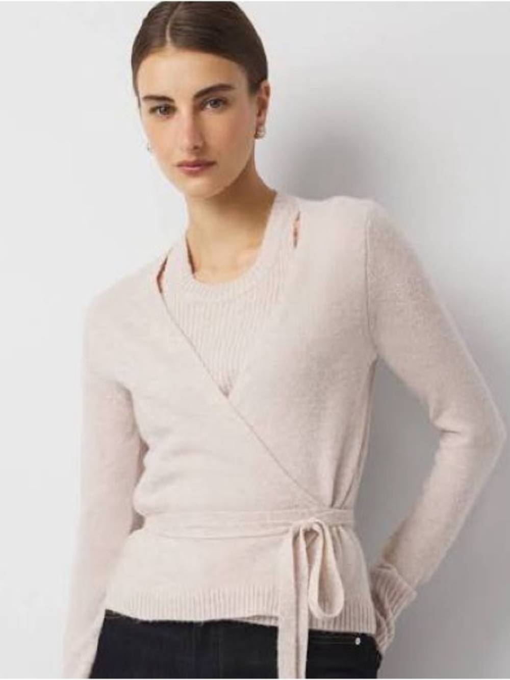 NWT WHBM Two In One Wrap Cardi Tie Soft Sweater